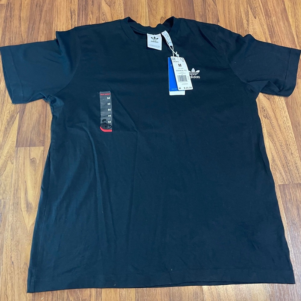 Adidas Originals Essential Tee Mens Medium Black Cotton Trefoil T-Shirt NWT